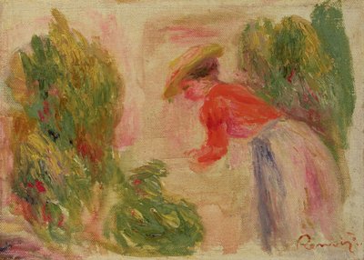 Woman Gathering Flowers by Pierre Auguste Renoir